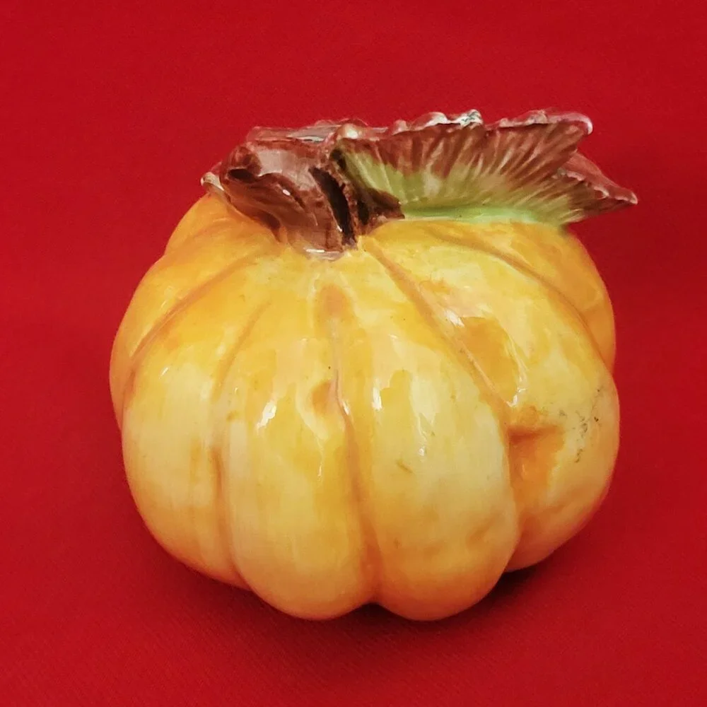 Pumpkin Salt or Pepper Shaker Hand Painted Ceramic